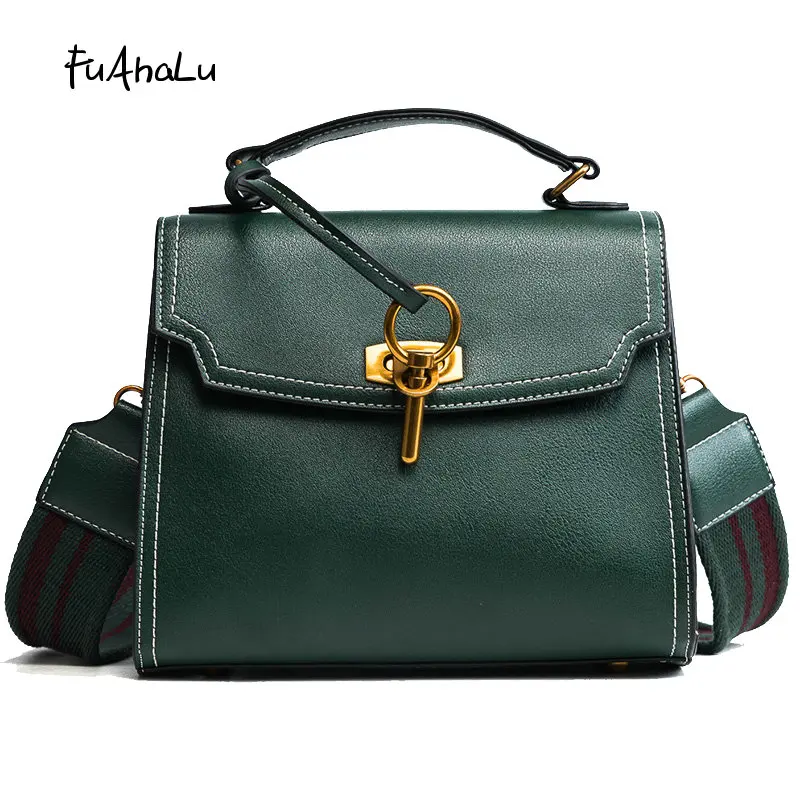 Fuahalu Для женщин Новые Модные Пряжка квадратный мешок просто атмосферные широкий плечевой ремень сумка