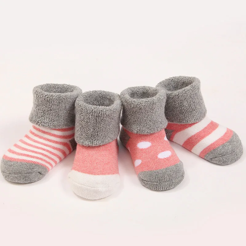 Treney Newborn Baby Socks Winter Keep Warm Terry Thick Cotton Socks 3 Pairs