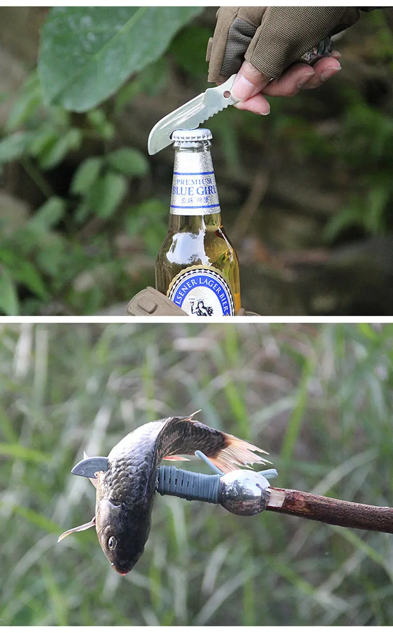 Outdoor Camping Multipurpose Tools Fork Knife Spoon Fork Bottle Opener Tainless Steel Cutlery Hiking Survival Whistle Travel Kit (3)