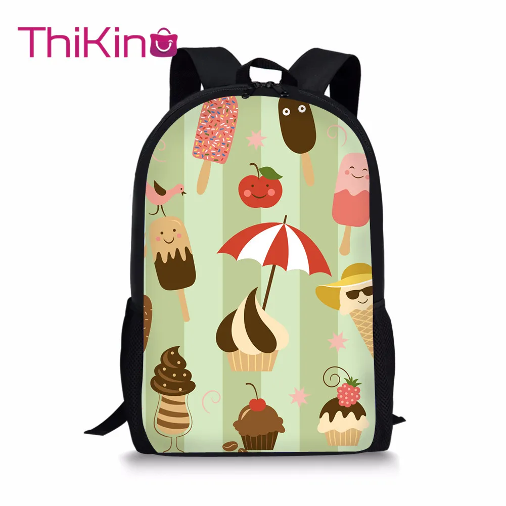 

Thikin Cute Ice Cream School Bag for Teenager Backpack Girls Cool Summer Travel Package Shopping Shoulder Bag Women Mochila