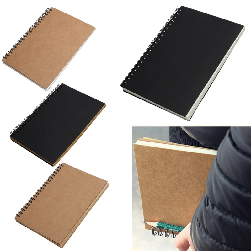 

Reeves Retro Spiral Bound Coil Sketch Book Blank Notebook Kraft Sketching Paper W15
