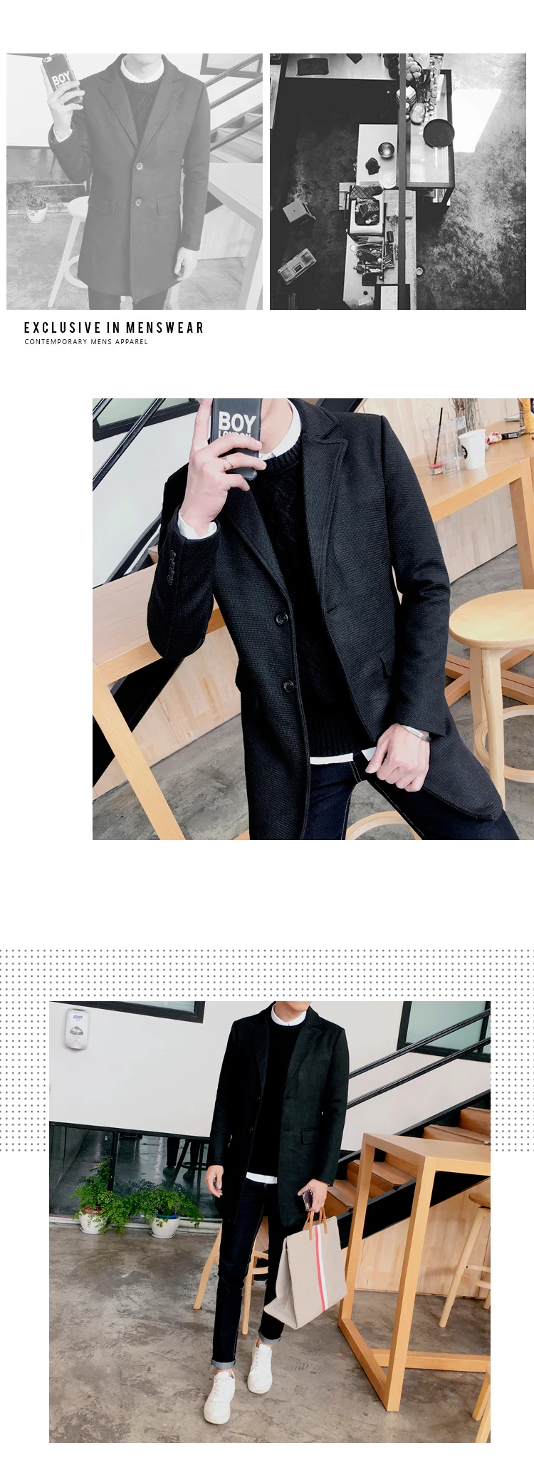 2017 новое поступление Стиль Мужчины бутик длинный Тренч пальто Модные повседневный комплект воротник однобортный сплошной мужские пальто