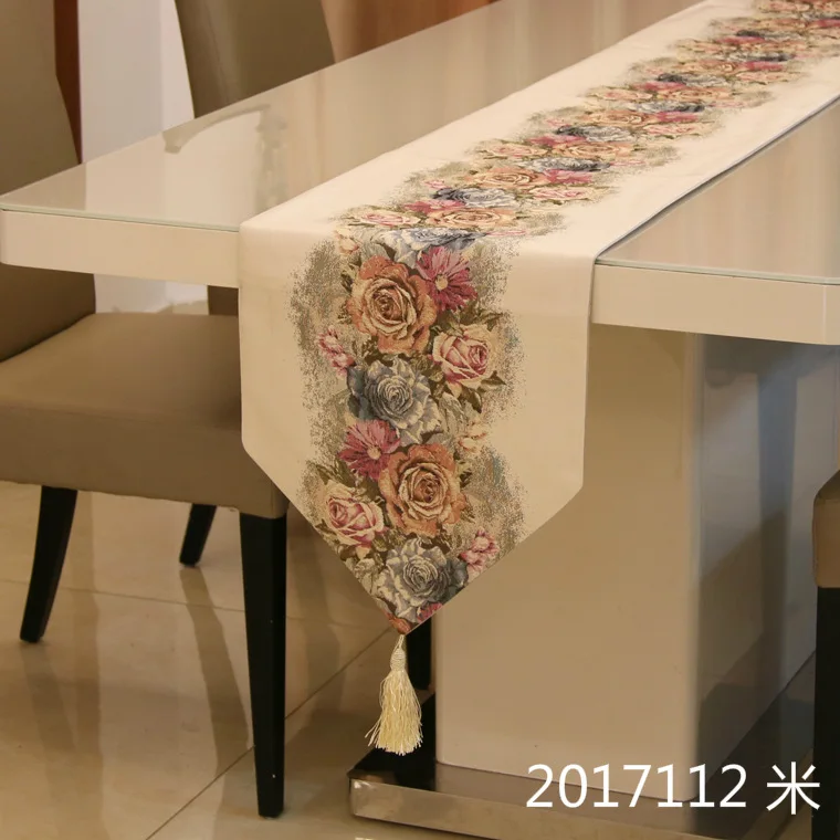 

Hot sale European table runner luxurious camino de mesa gold silk embroidery cloth runner dining room table flag chemin de table