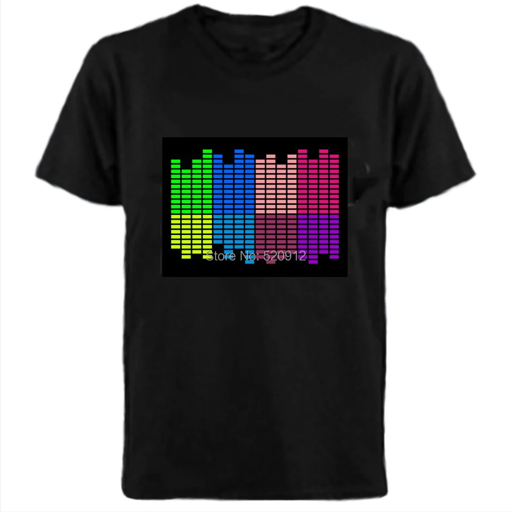 Sound Activated font b LED b font T Shirt Light Up Flashing Equalizer font b EL