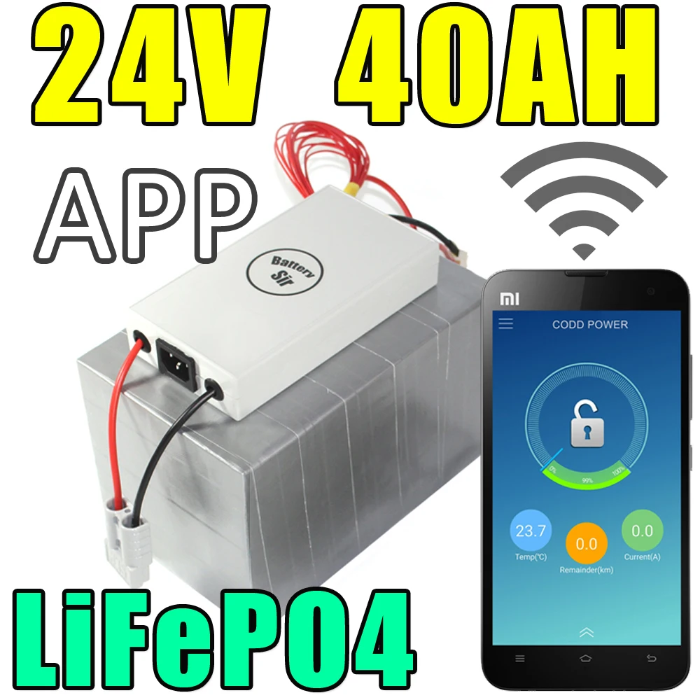 Flash Deal 24v 40ah lifepo4 battery app remote control Bluetooth Solar energy electric bicycle battery pack scooter ebike 1000w 0
