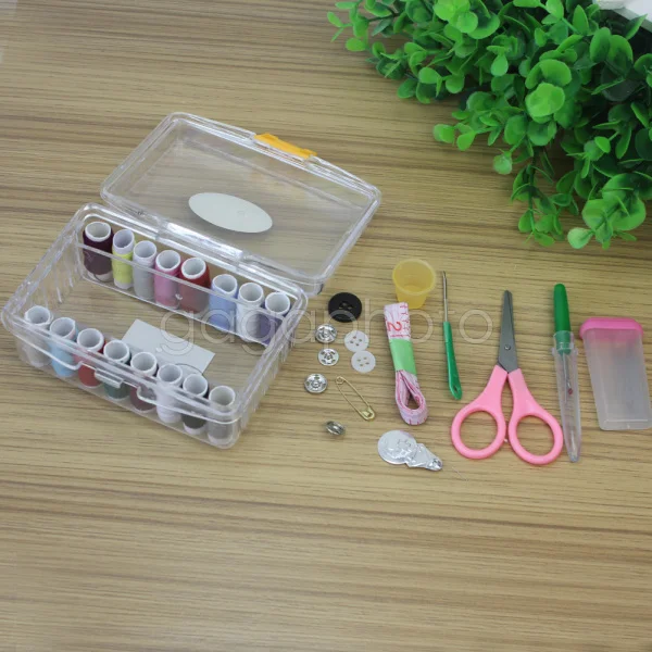 

Needle Thread Spool Tape Measure Scissor Storage Box Sewing Kit Home DIY Tool
