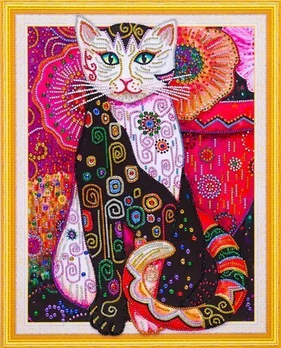 Azqsd 5D DIY Алмазная вышивка с котом Специальный в форме бриллианта живопись животных мозаика изображение горного хрусталя 40x50 - Цвет: DA-4028