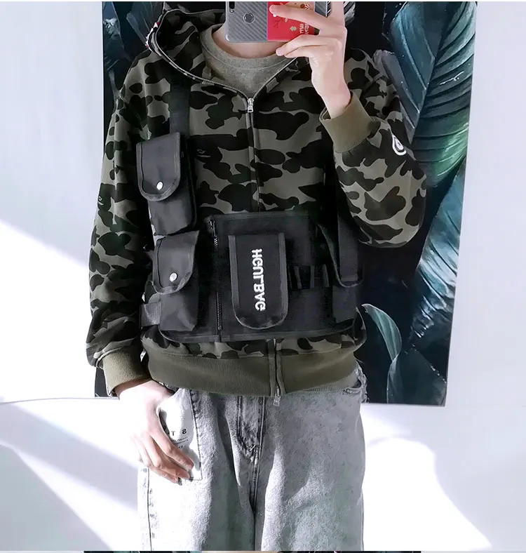 Новая сумка на грудь в стиле хип-хоп Уличная функциональная тактическая нагрудная сумка через плечо Kanye West рюкзак, сумка-пояс уличная одежда