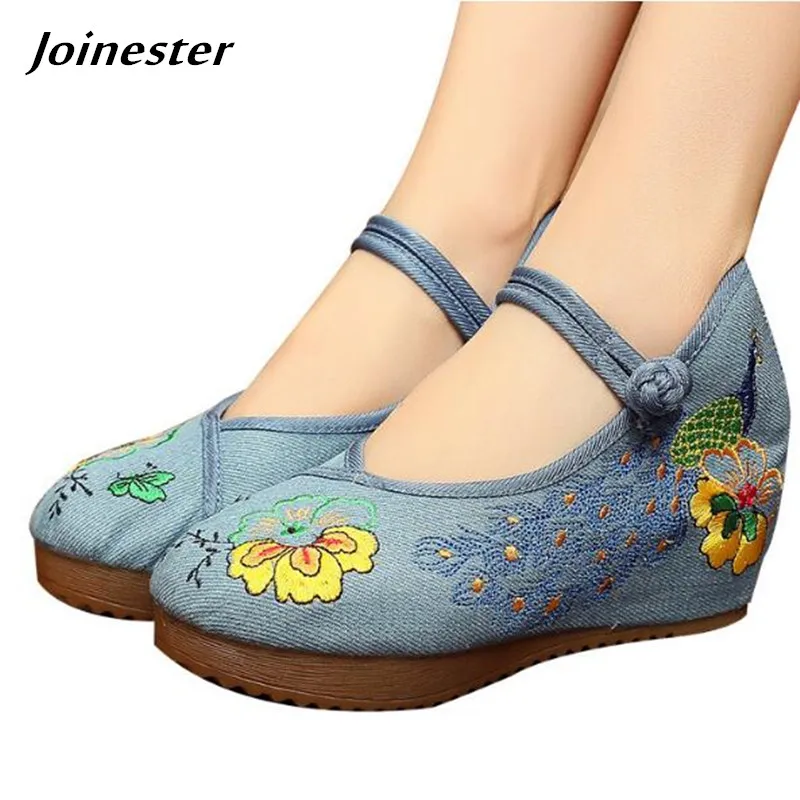 

Ethnic Pumps Women Shoes Platform Heels for Ladies High Heel Bridal Shoe Woman Espadrilles Summer Sandals Casual Button Wedges