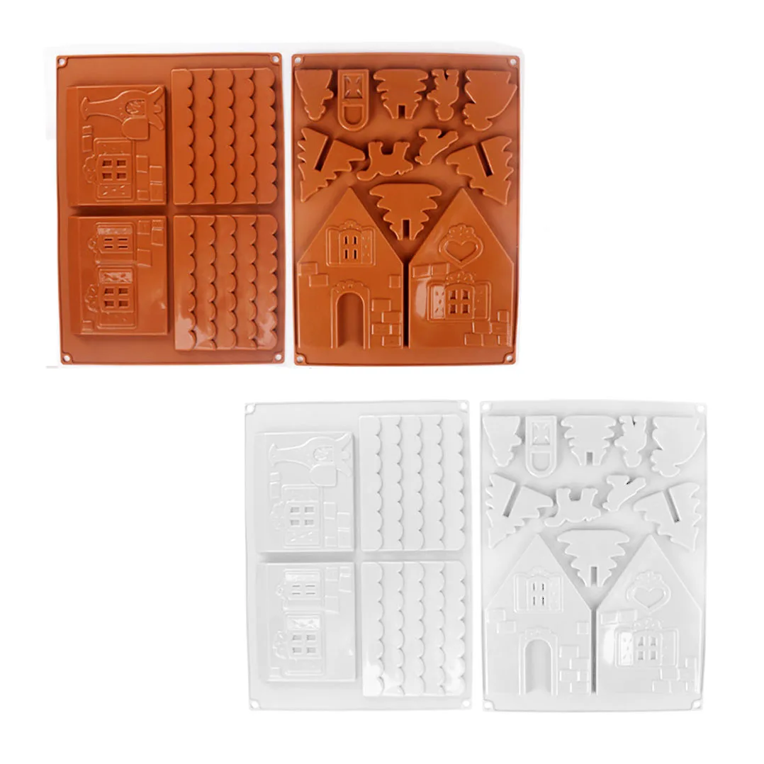 2 pieces/set Chocolate Mold Chocolate House Baking Accessories Christmas Gingerbread House