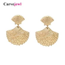 Carvejewl, модные женские серьги в богемном стиле, позолоченные металлические раковины, каплевидные Висячие серьги, высокое качество, морская раковина, висячие серьги