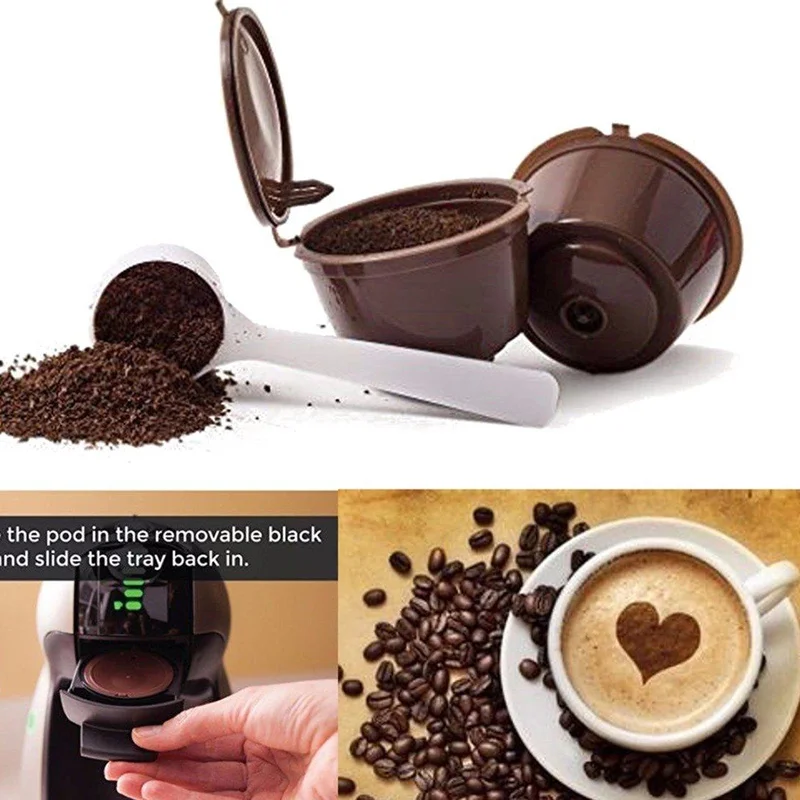 

1 Pcs Reusable Nescafe Dolce Gusto Coffee Capsule Filter Cup Refillable Caps Spoon Brush Filter Baskets Pod Soft Taste Sweet