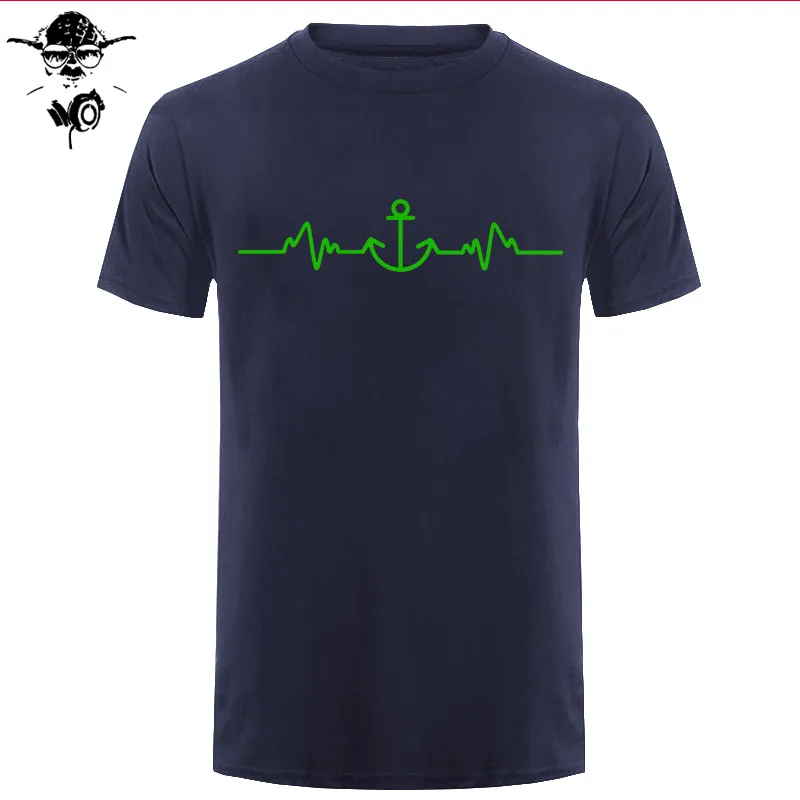 Sailinger Anchor Pulse Heartheat Футболка-Yacht Sail Tee Забавный подарок на день рождения Футболка с принтом Мужская брендовая футболка Новинка