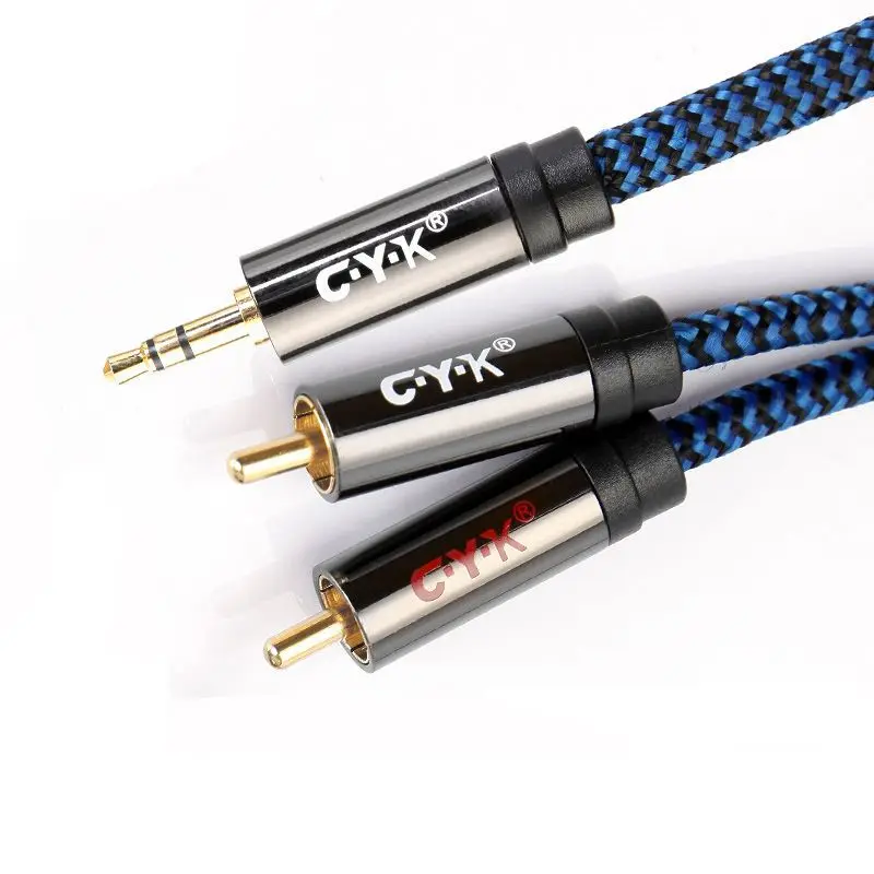 Audiophile Stereo 1/8'' Jack 3.5mm to 2 RCA Splitter Audio Cable Male