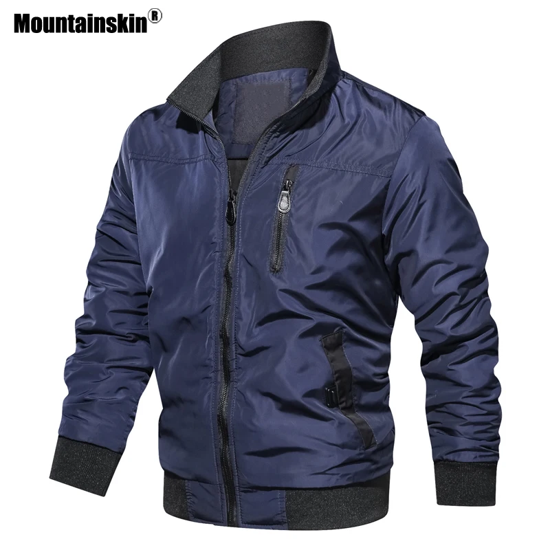 Мужская куртка с воротником стойкой Mountainskin однотонная Повседневная облегающая