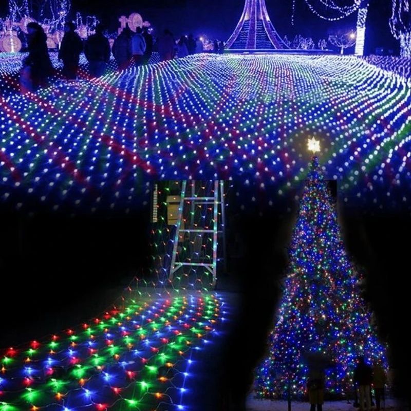 10 м* 8 м 2600 светодиодный сетевой светильники для помещения и улицы ландшафтное освещение Рождество Свадьба год гирлянда светодиодная водонепроницаемая лампа