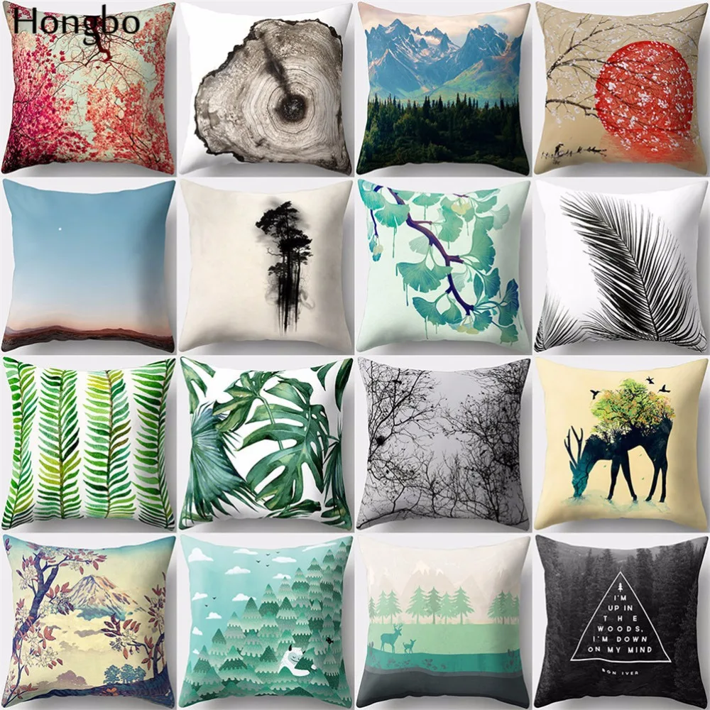 

Hongbo 1 Pcs Creative Tree Leaves Polyester Pillow Case Sofa Cushion Cover Decorative