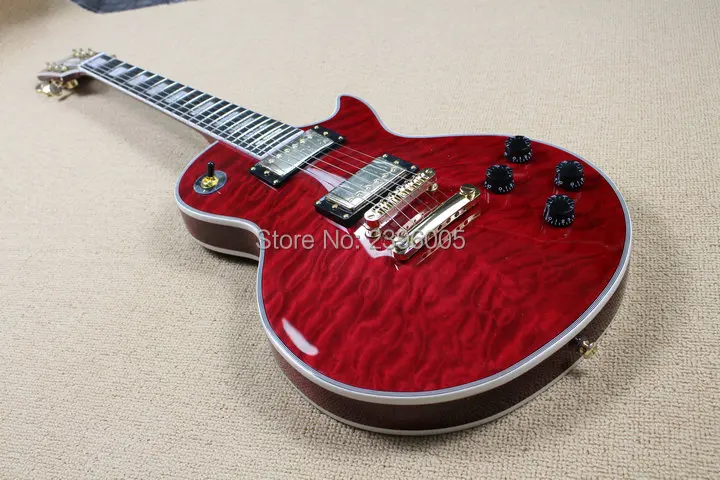 Custom Shop LP Custom Exclusive electric guitar quilted maple top mahogany body red color ebony fingerboard real guitar pictures Custom Shop LP Custom Exclusive electric guitar quilted maple top mahogany body red color ebony fingerboard real guitar pictures