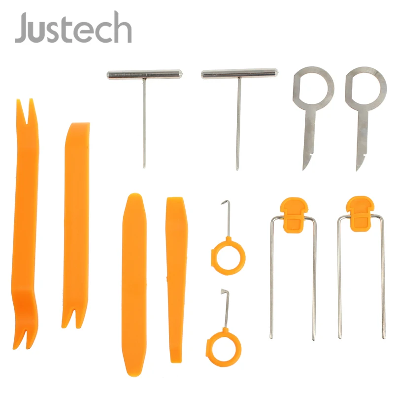 Justech New 12 Pcs Car Interior decoration Repair Tools kit Radio Door Clip Panel Trim Dash Audio Plastic Removal Pry Kit |