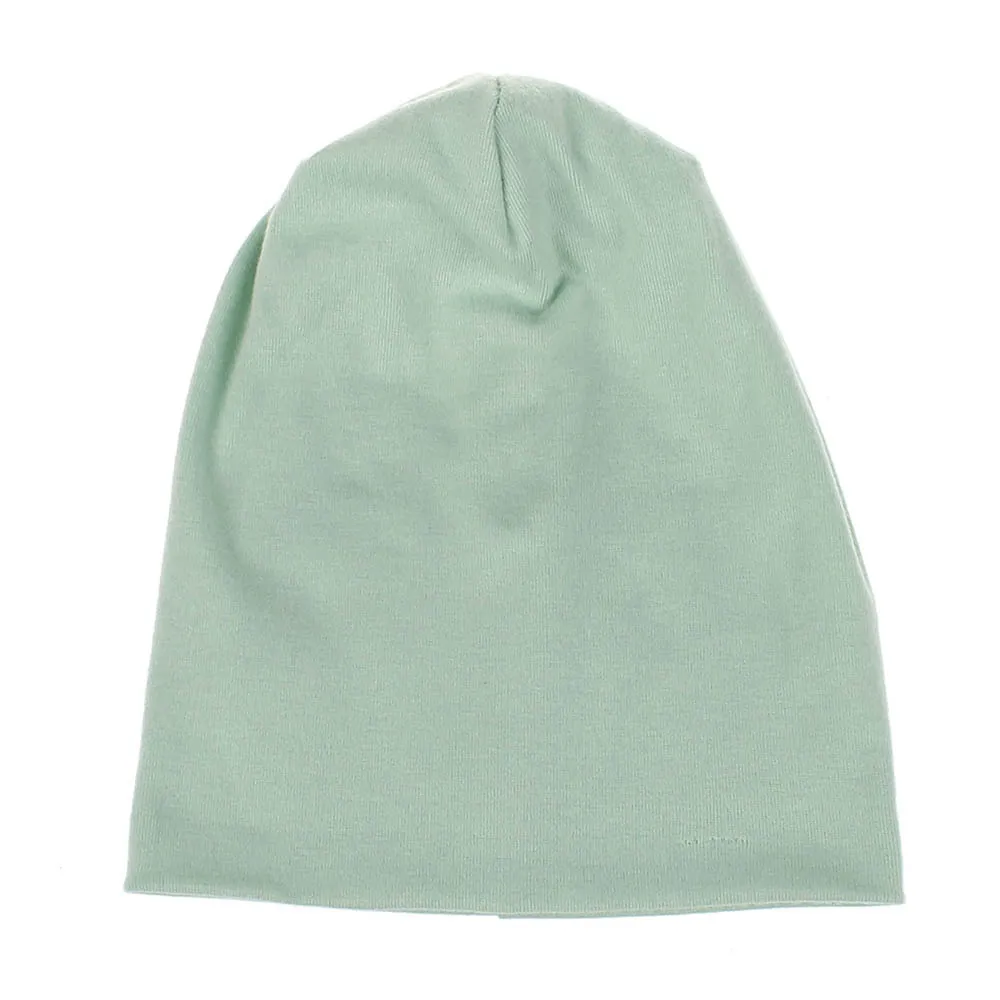 lt green baby hat 1 шт. модные милые однотонные трикотажные хлопок Шапки для новорожденных детские, для малышей осень-зима теплые наушники шапки Skullies 14 Коло - Цвет: lt green baby hat