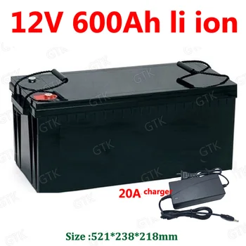 

2pcs Waterproof 12V 600AH lithium ion battery 300A BMS li ion batetry for caravan Solar energy storage golf cart + 20A Charger