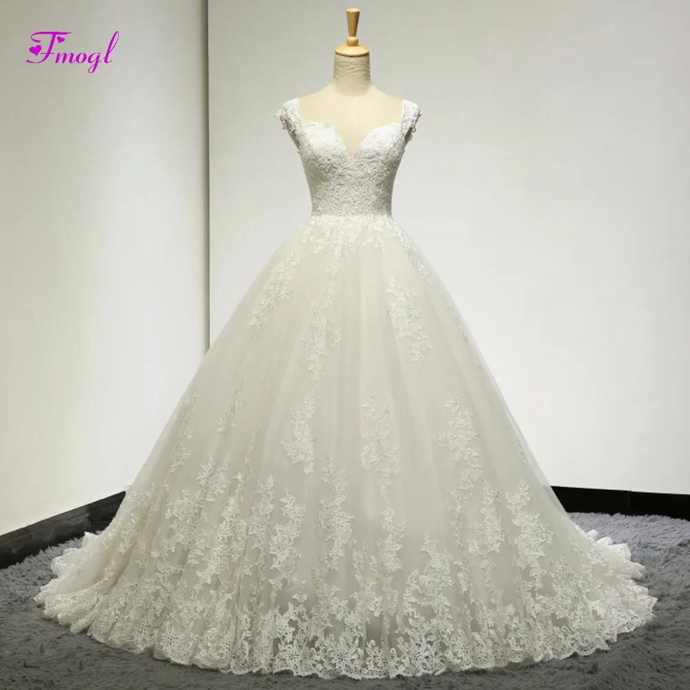 

Fmogl Sexy Sweetheart Neck Backless A-Line Vintage Wedding Dresses 2020 Gorgeous Appliques Princess Bridal Gown Vestido de Noiva