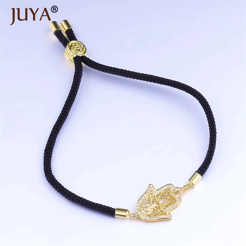 

2018 Summer New Women Men Black Red Rope Bracelets Copper Zircon Hamsa Hand Bracelet Charm Simple Gold Silver braslet Jewelry