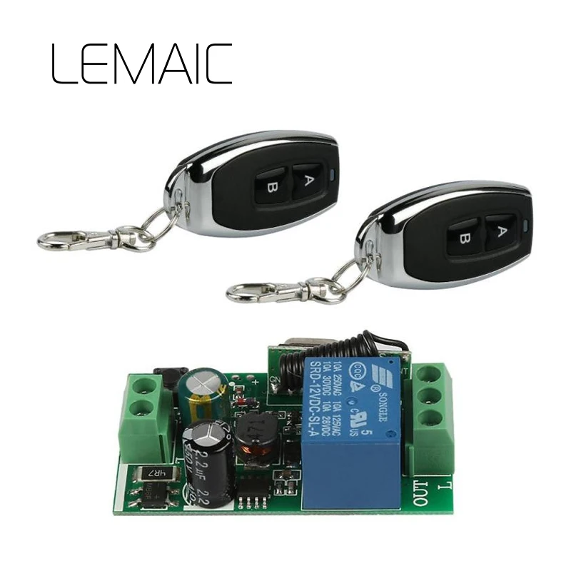 

433Mhz Universal Wireless Remote Control Switch AC 85V~250V 110V 220V 1CH Relay Receiver Module and 2pcs RF 433 Mhz Transmitters