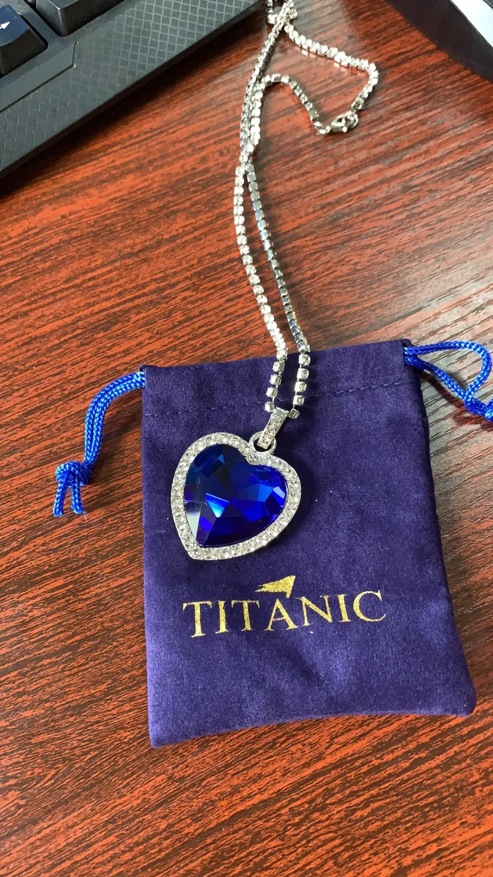 Титаник, сердце океана голубое сердце любовь навсегда кулон ожерелье+ бархатная сумка