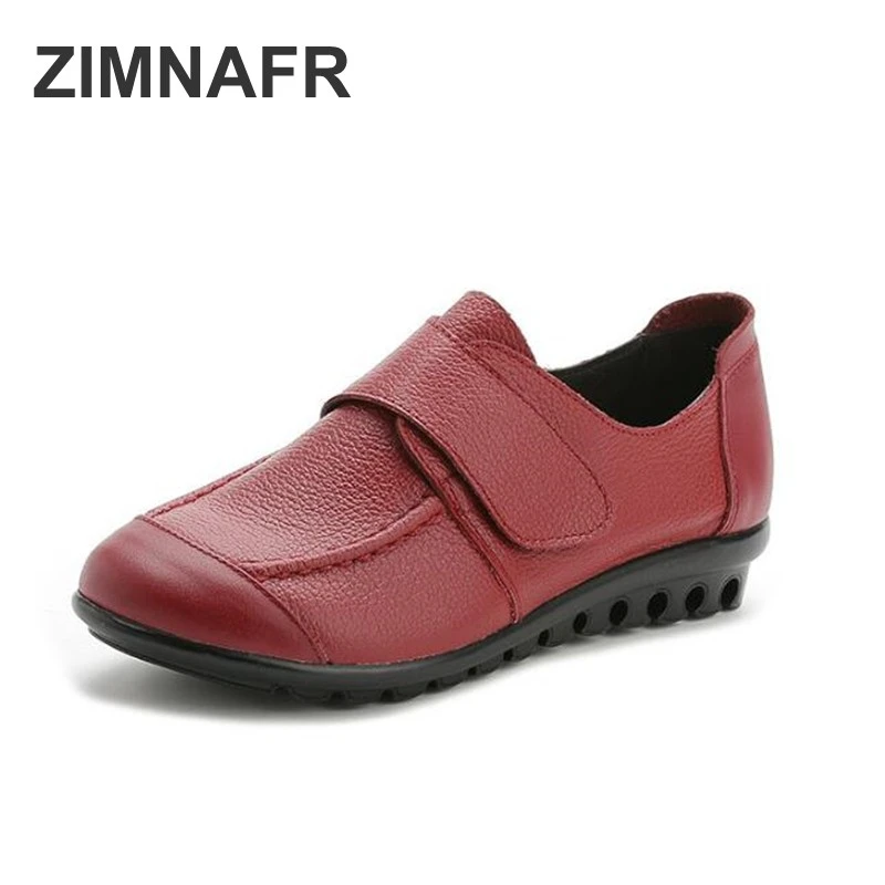 

ZIMNAFR BRAND WOMEN FLATS NEW SPRING GENUINE LEATHER SHOES WOMEN CASUAL FLATS ANTISKID WOMEN SHOES PLUS SIZE 35-43