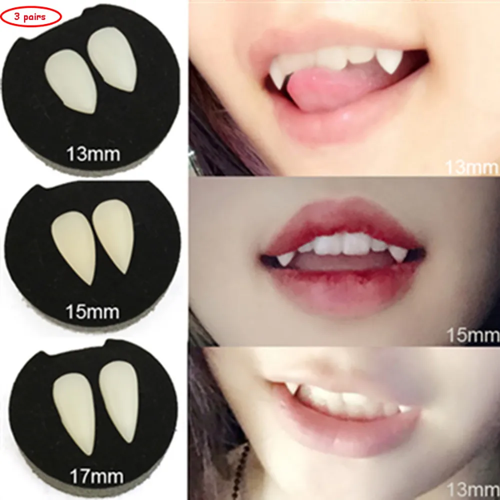 3Pair Vampire Teeth Fangs Dentures Props Halloween Costume Props Party