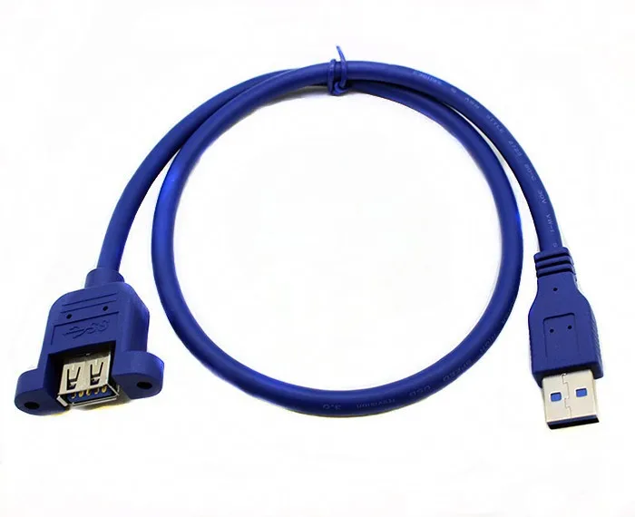 100pcs PC Computer Screw Lock Panel Mount USB 3.0 Type A Male to Female Extension Data Sync