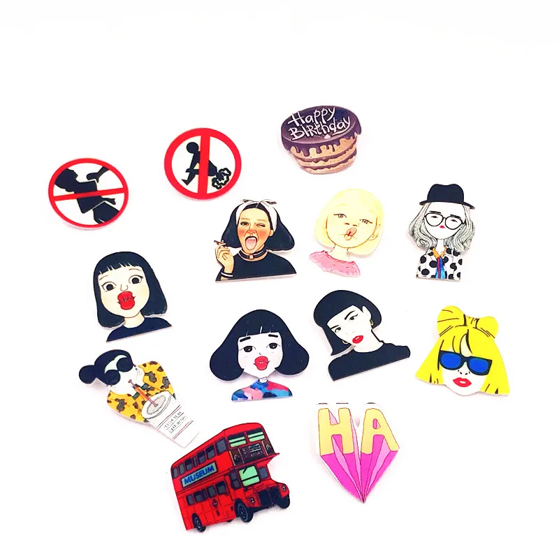

1PCS Harajuku Style Kawaii Cake Cool sexy Girl cars Acrylic Brooch Pins Icons Badge Clothes Badges Package Badge Brooch gift