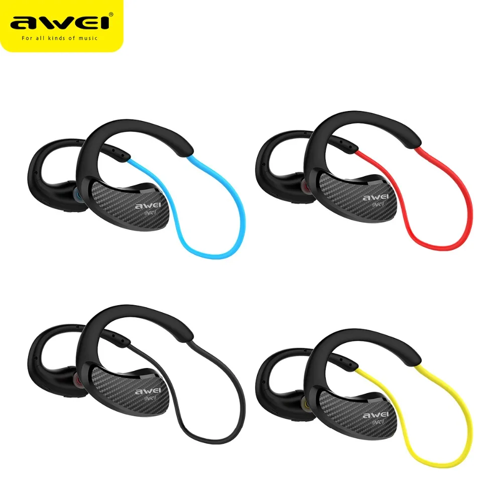 Новый Awei A881BL NFC bluetooth наушники шейным типа с ушной крючок sweatproof водонепроницаемый Беспроводные наушники подключения двух устройств