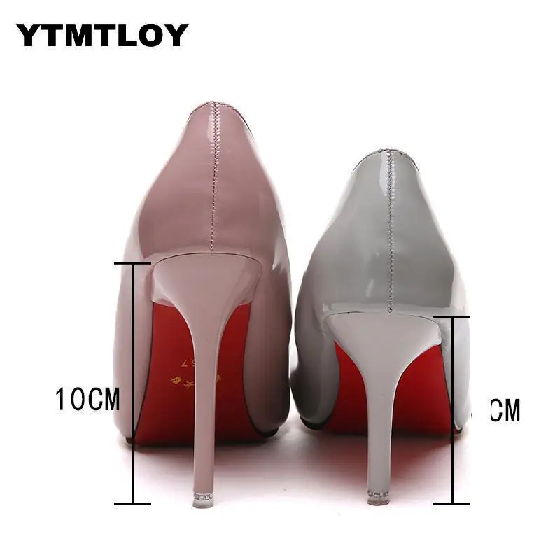 Plus Size 34-44 HOT Women Shoes Pointed Toe Pumps Patent Leather Dress High Heels Boat Shoes Wedding Shoes Zapatos Mujer White