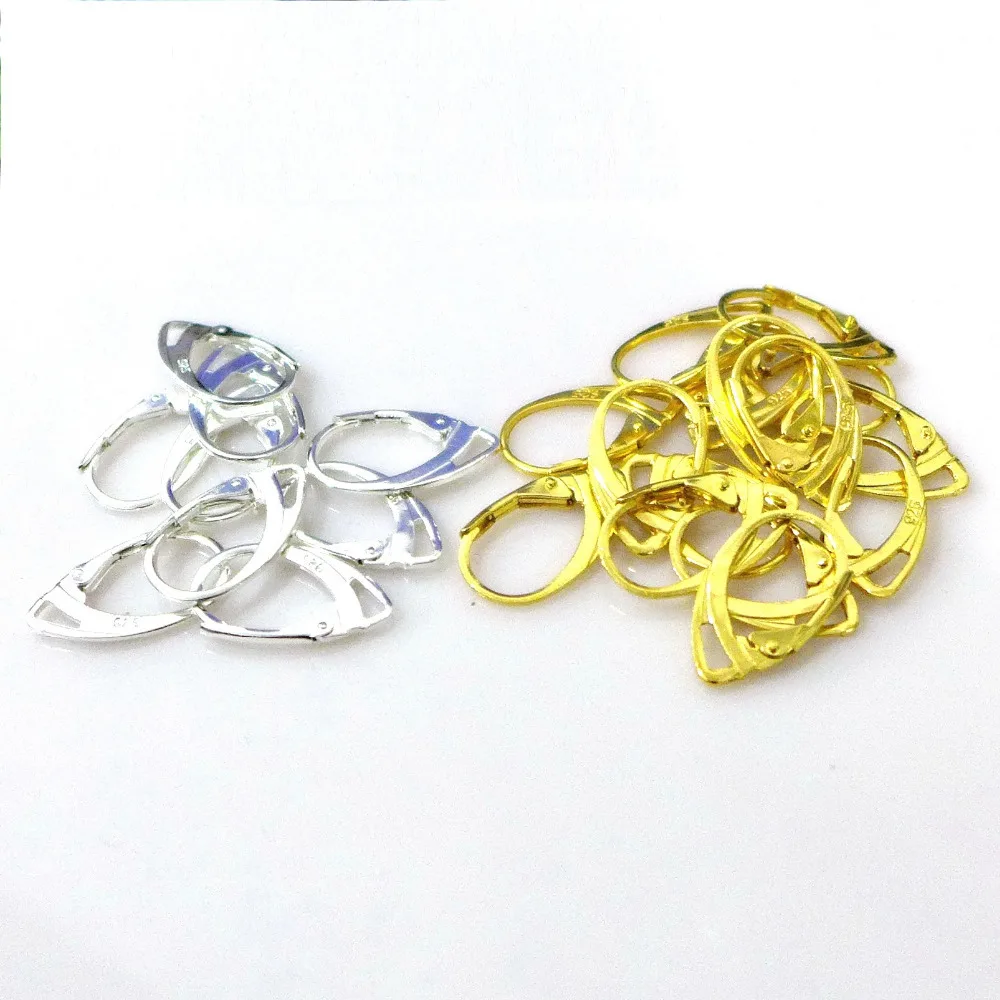 

Free Shipping nickel lead & cadmium free light gold/shiny silver Lever Back Earing Hook with 925 Stamp 1000pcs 18x10mm WHOLESALE