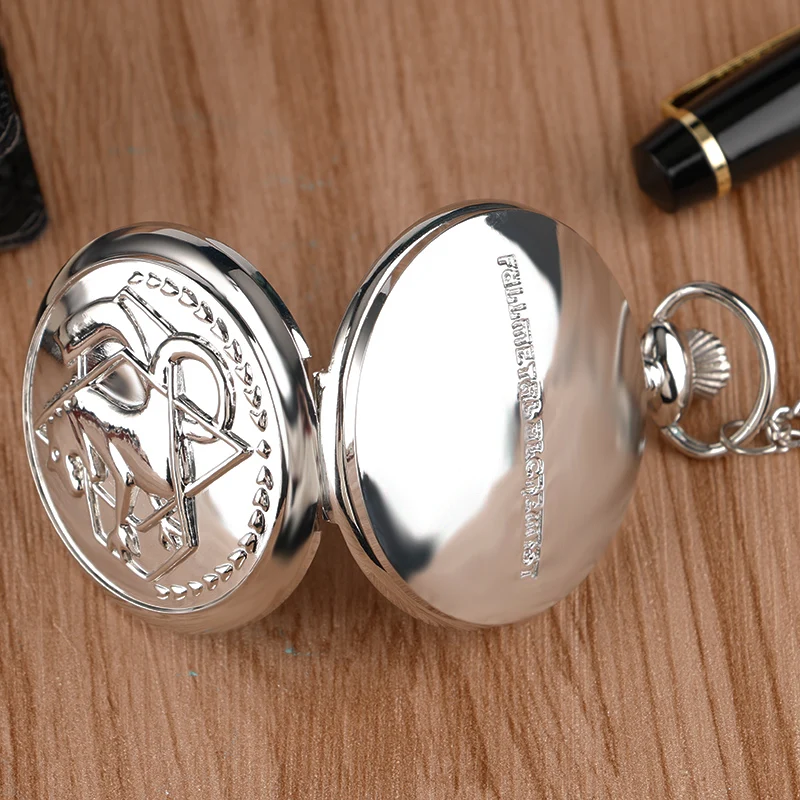 Fashion Children Men Steampunk Anime Pocket Watch Women Necklace Silver Kid Vintage Gift Fullmetal Alchemist Retro 5