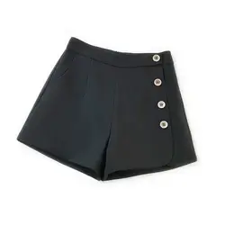 Весна 2019 черные шорты с высокой талией женские повседневные тонкие трусики однобортные расклешенные шорты женские широкие Мини-шорты T677
