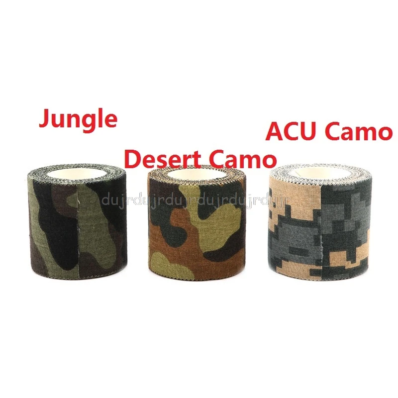 1PC 5M Self-adhesive Non-woven Camouflage Cohesive Hunting Camping Camo Stealth Tape N06 dropship