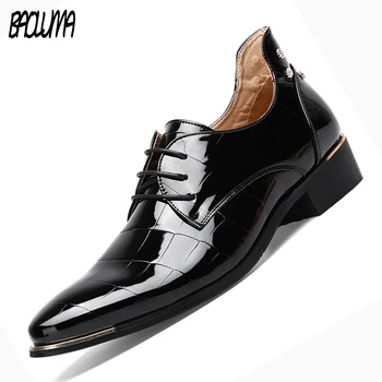 

BAOLUMA Men Formal Dress Shoes Italy New Arrival Wedding Oxfords Round Toe Men's Party Flats Mens Shoes Large Sizes
