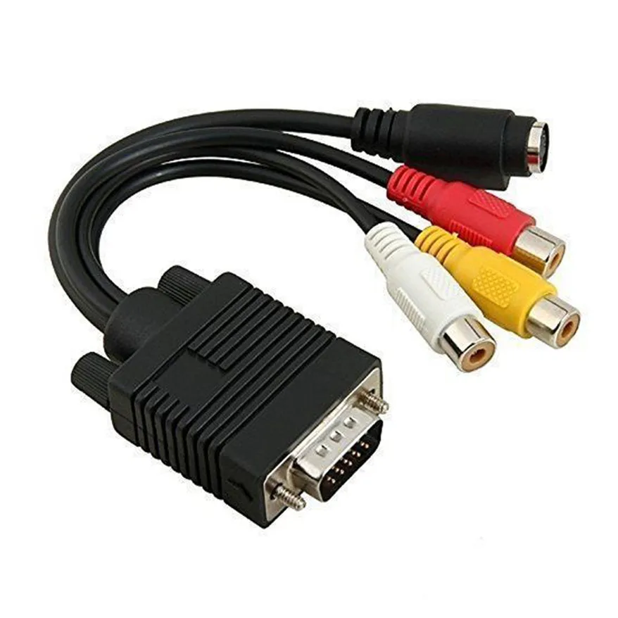 USA VGA SVGA to S-Video 3 RCA AV Out Cable Adapter Converter Computer Laptop