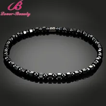 Lover Beauty Black Hematite Stone Magnetic Necklace Health Care weight Loss Therapy Choker Jewelry for Man Women -C
