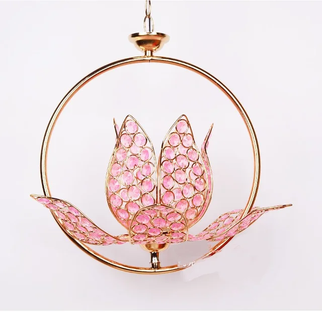 Us 1300 Anello Di Loto Foglia Di Loto Rosa Pendente Luci Di Loto Ingresso Camera Da Letto Lampada Da Balcone Buddista Buddha Illuminazione Lu731355 - 