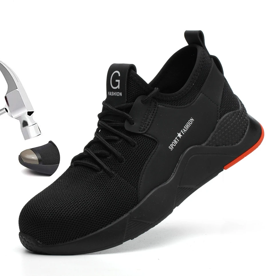 

Men's Work Safety Shoes Men Outdoor Steel Toe Footwear Military Combat Boots Indestructible Anti-smashing breathable Sneakers