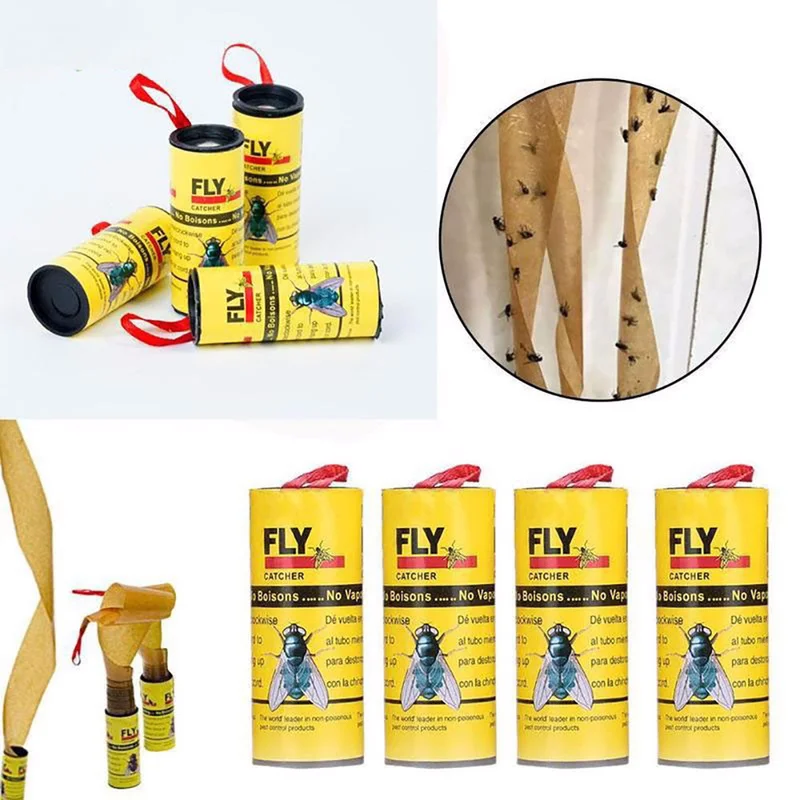 4-Rolls-pack-Insect-Bug-Fly-Glue-Paper-Fly-Killer-Flies-Catcher-Ribbon-Strip-Flies-Sticky(5)