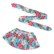 Комплект из 2 предметов для маленьких девочек костюмы с цветочным принтом, с открытыми плечами, без бретелек, Топ И юбочка+ повязки; одежда спортивный костюм, пляжный купальный костюм для маленьких девочек одежда для детей