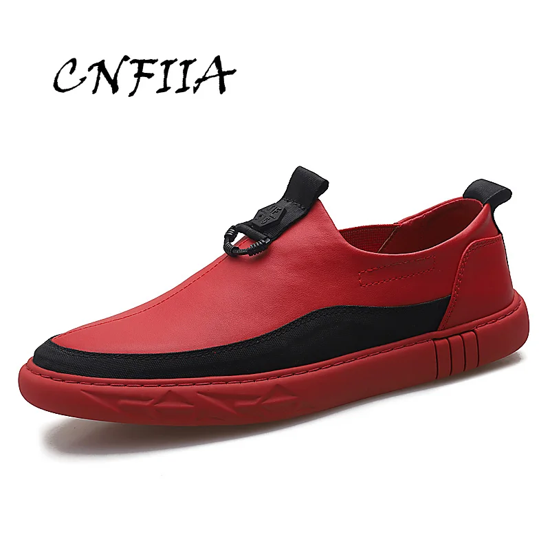 

CNFIIA Men Shoes Male Moccasins Casual Shoes Flat Soft Lofers Slip on Sneakers 2018 Red Black White Top Quality Genuine Leather