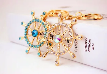 

free shipping 12pcs/lot beach theme rhinestone anchor keychain purse hanger wedding bridal showers favors, event party supplies