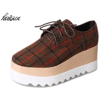 Весенне-Осенняя обувь на платформе 7 см; повседневная женская обувь; обувь на плоской подошве с круглым носком; zapatillas mujer
