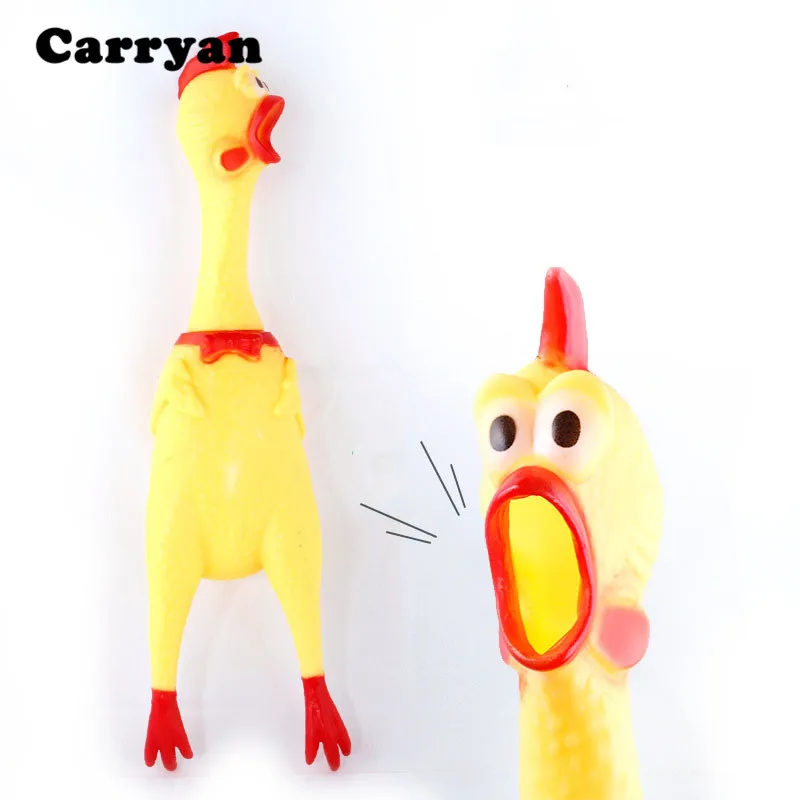 Squawkin' Rubber Chicken Pet Dog Toy Cute Squeak Squeaker and Chew
